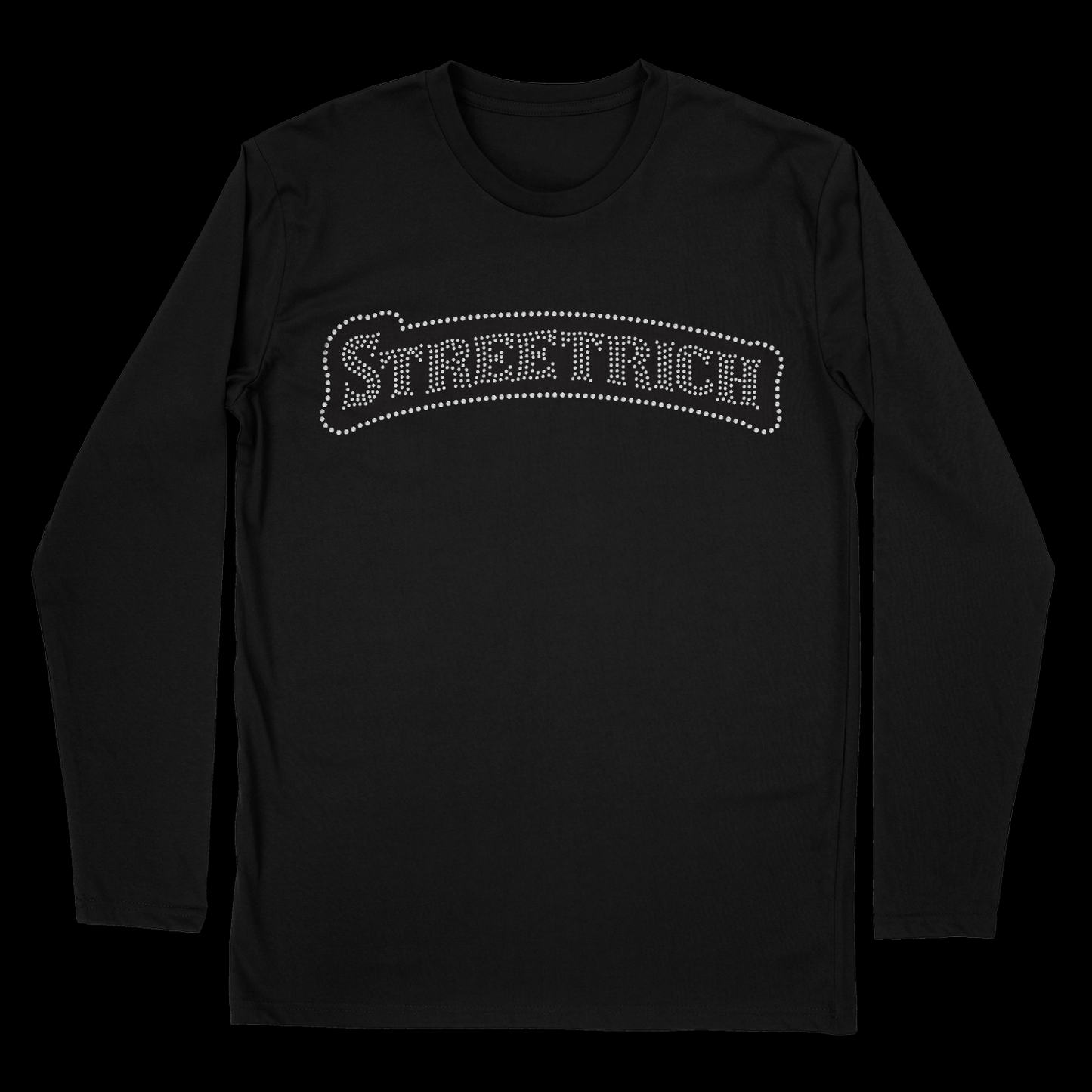 Streetrich Black Long Sleeve Rhinestone Tee