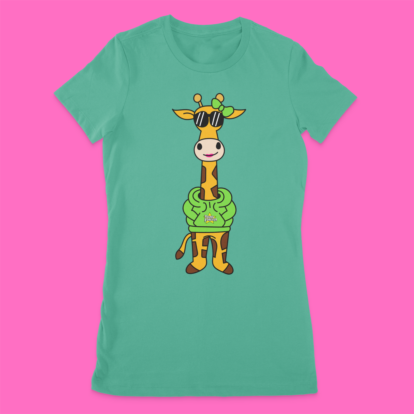 Women's YF Green Giraffe Tees