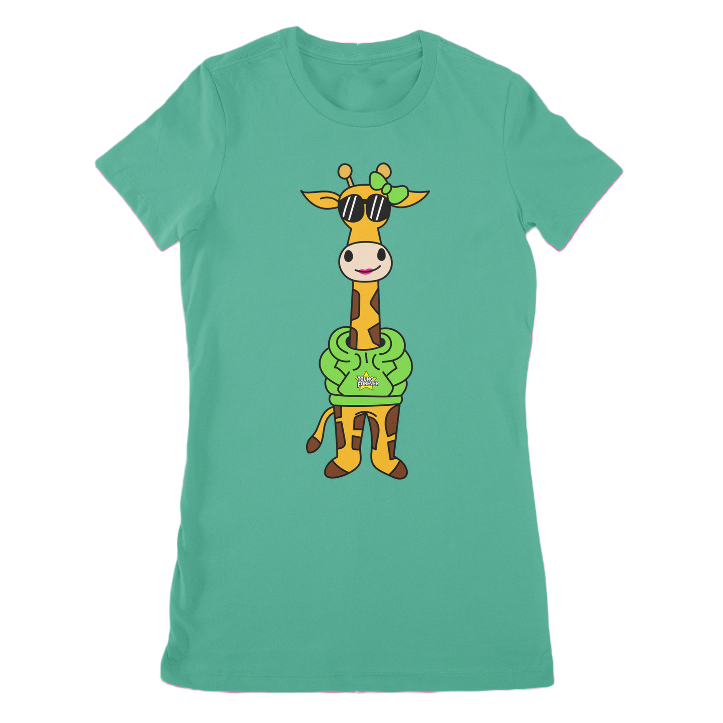 Women's YF Green Giraffe Tees