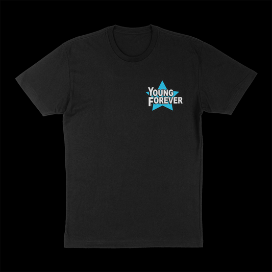 Young Forever Baby Blue Small Logo Black Tees